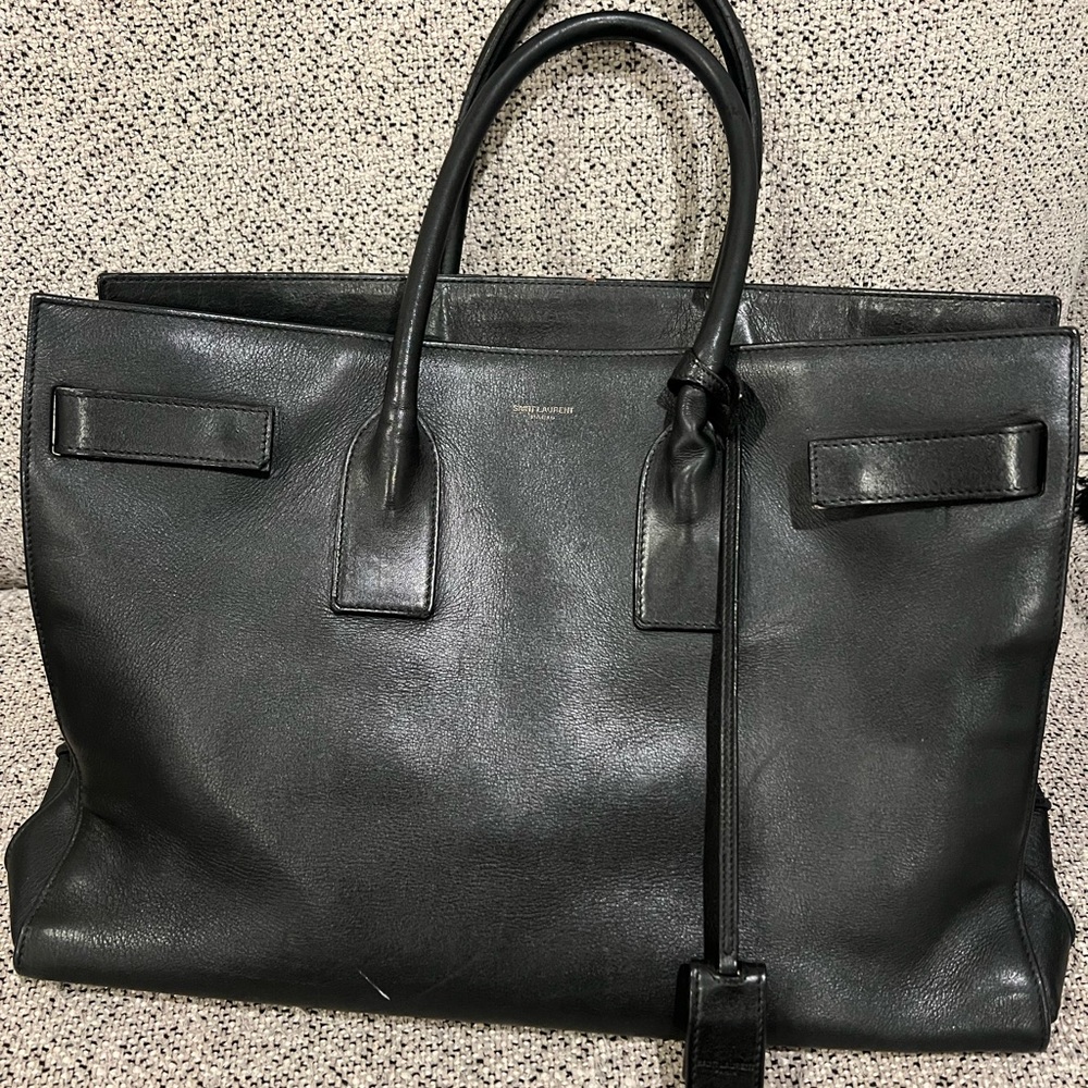 Saint Laurent Sac De Jour large calfskin laptop tote bag